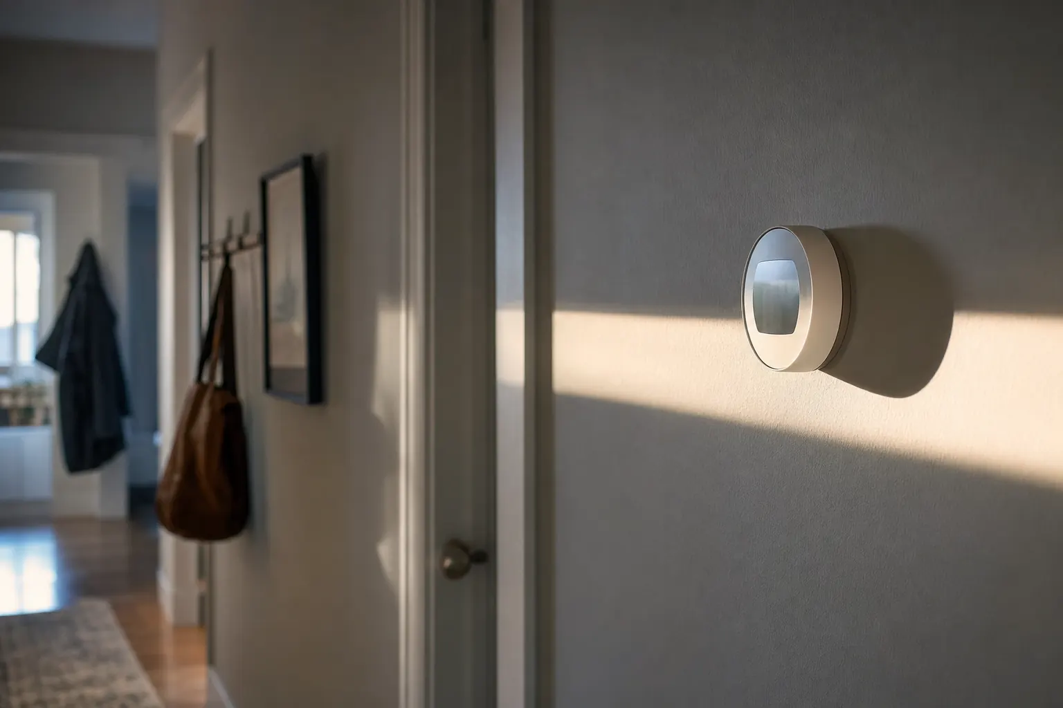 Direct sunlight falling across a wall thermostat